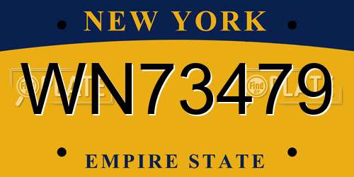 WN73479 New York License Plate