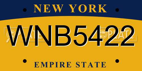 WNB5422 New York License Plate