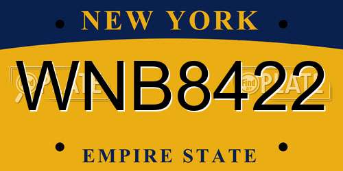 WNB8422 New York License Plate