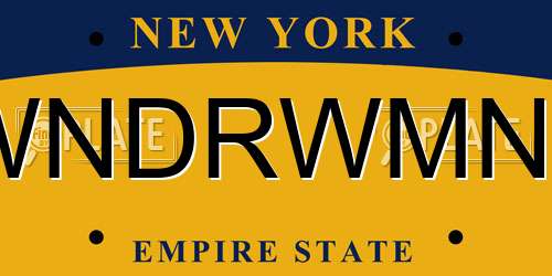 WNDRWMN3 New York License Plate