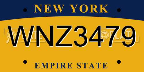 WNZ3479 New York License Plate