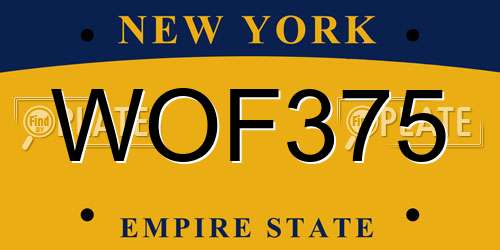 WOF375 New York License Plate