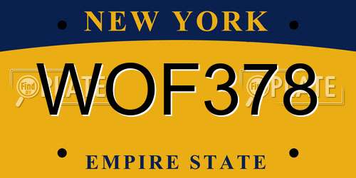 WOF378 New York License Plate