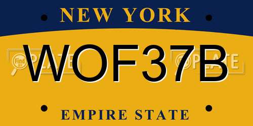WOF37B New York License Plate