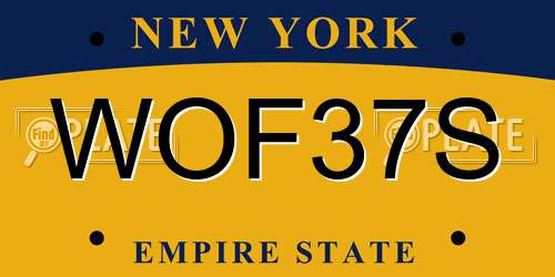 WOF37S New York License Plate