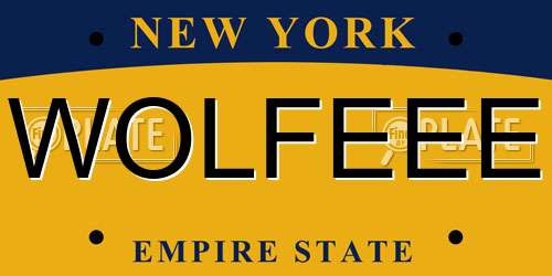 WOLFEEE New York License Plate