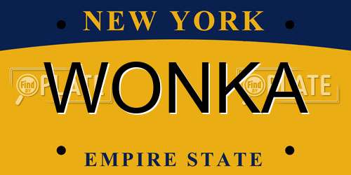 WONKA New York License Plate