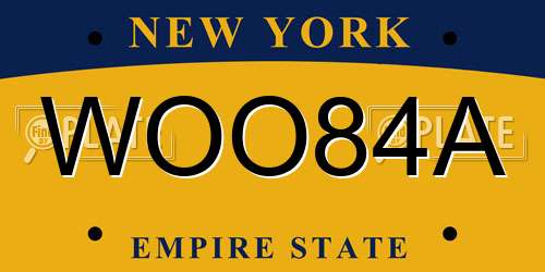 WOO84A New York License Plate