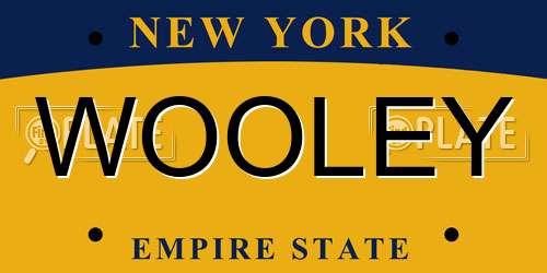 WOOLEY New York License Plate