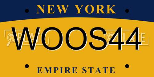 WOOS44 New York License Plate
