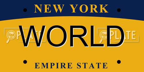 WORLD New York License Plate