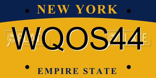 WQOS44 New York License Plate