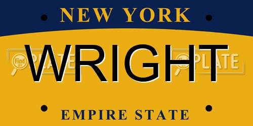 WRIGHT New York License Plate