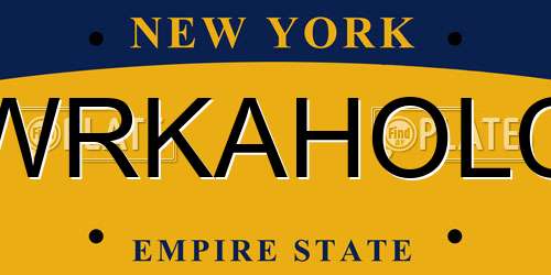 WRKAHOLC New York License Plate