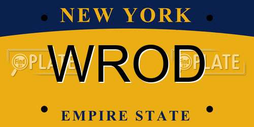 WROD New York License Plate
