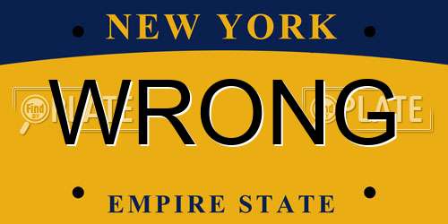 WRONG New York License Plate