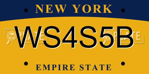WS4S5B New York License Plate