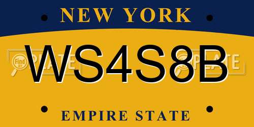 WS4S8B New York License Plate