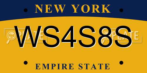 WS4S8S New York License Plate