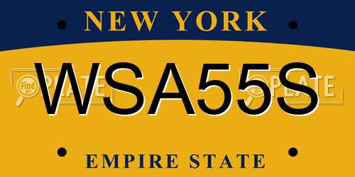 WSA55S New York License Plate