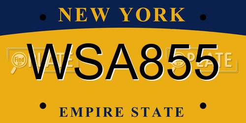 WSA855 New York License Plate
