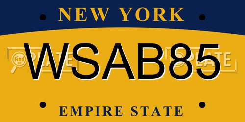 WSAB85 New York License Plate