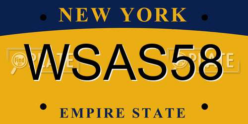 WSAS58 New York License Plate