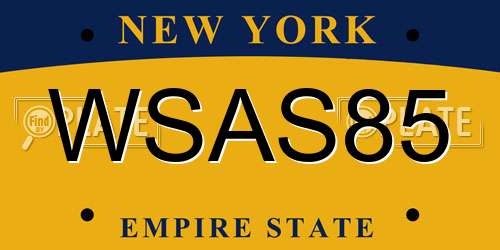 WSAS85 New York License Plate