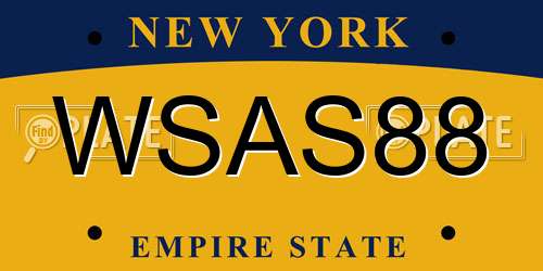 WSAS88 New York License Plate
