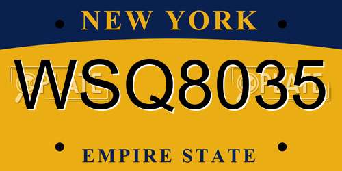 WSQ8035 New York License Plate