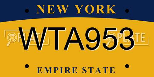 WTA953 New York License Plate