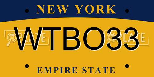 WTBO33 New York License Plate