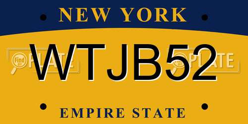 WTJB52 New York License Plate