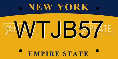 WTJB57 New York License Plate
