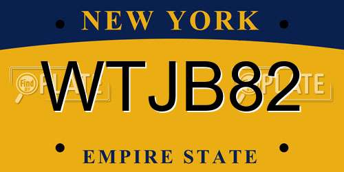 WTJB82 New York License Plate