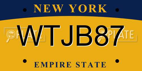 WTJB87 New York License Plate