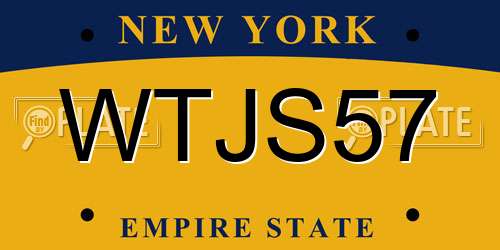 WTJS57 New York License Plate