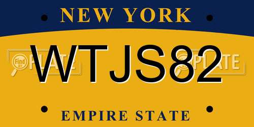 WTJS82 New York License Plate