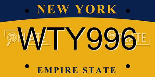 WTY996 New York License Plate