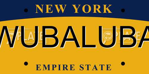 WUBALUBA New York License Plate