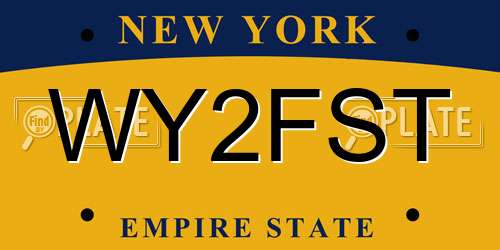 WY2FST New York License Plate