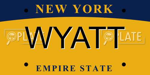 WYATT New York License Plate