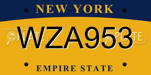 WZA953 New York License Plate