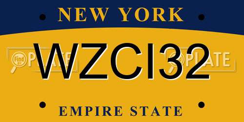 WZCI32 New York License Plate