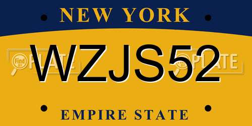WZJS52 New York License Plate