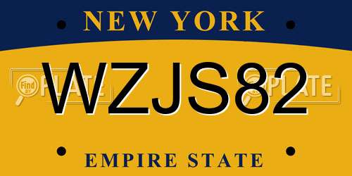 WZJS82 New York License Plate
