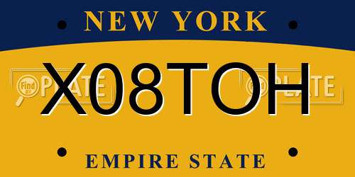 X08TOH New York License Plate