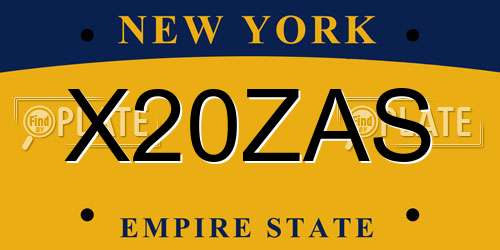 X20ZAS New York License Plate
