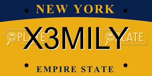 X3MILY New York License Plate