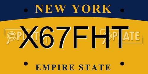 X67FHT New York License Plate